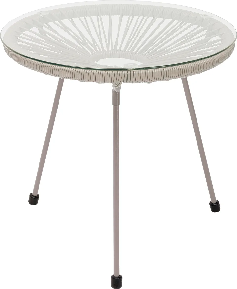 kare-design-acapulco-mono-beistelltisch-greige-runder-glastisch-indoor-outdoor-r image 1