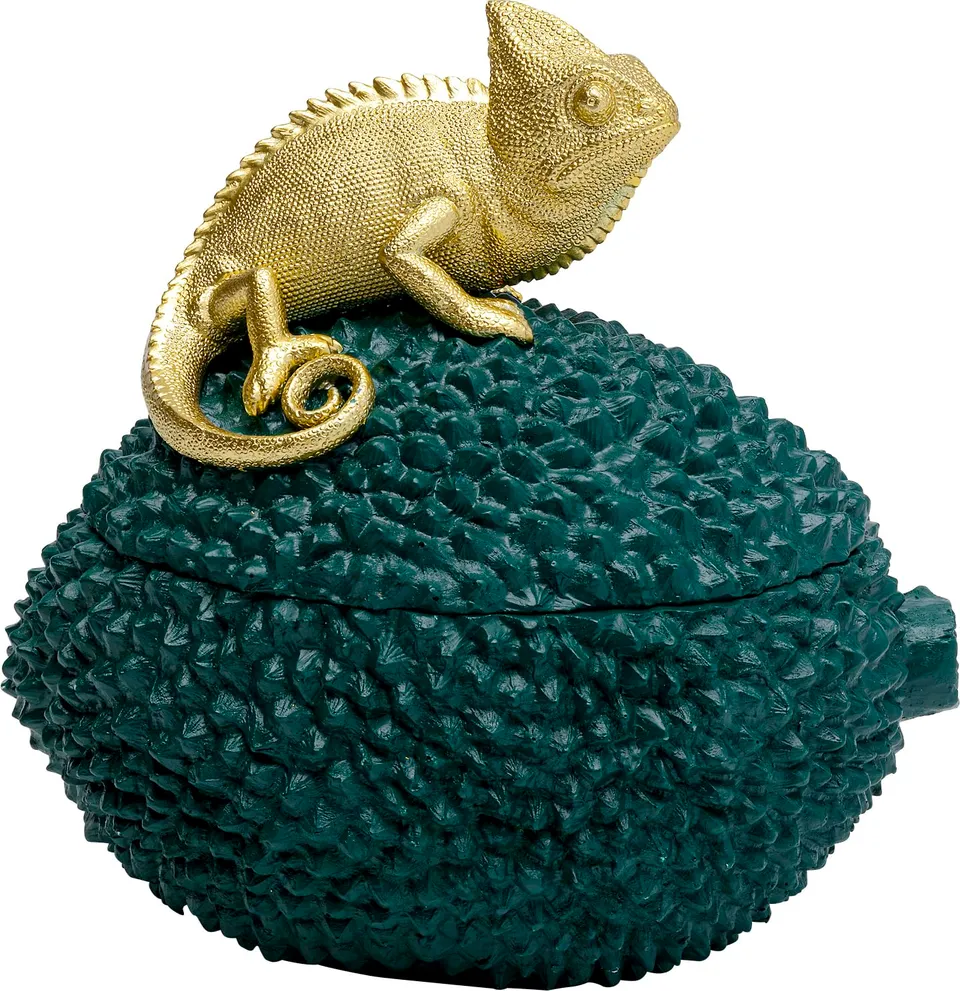 kare-design-deko-dose-chameleon-gold-petrol-20x20x16-cm-aufbewahrungsdose image 1