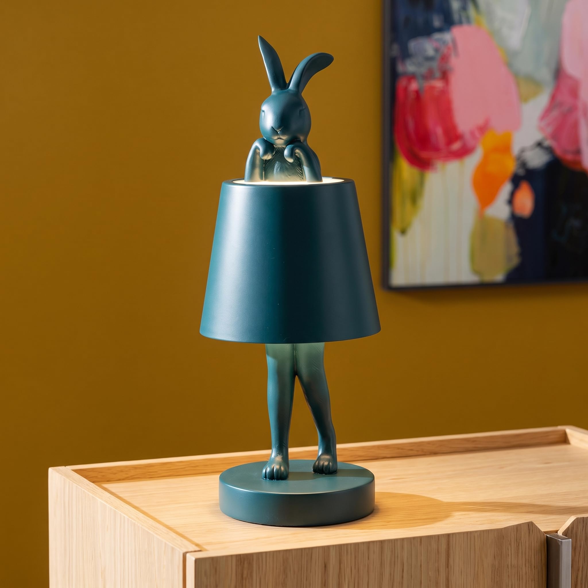 kare-design-tischleuchte-animal-rabbit-blau-29-cm-led-akku-outdoor-dimmbar image 2