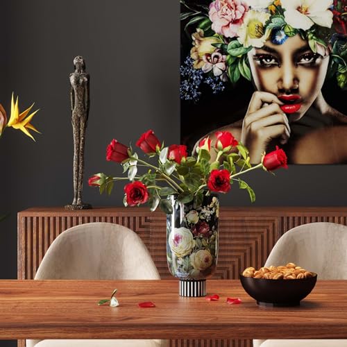 kare-design-deko-vase-rose-magic-schwarz-27-cm-blumenvase-steingut-rosen-dekor image 8