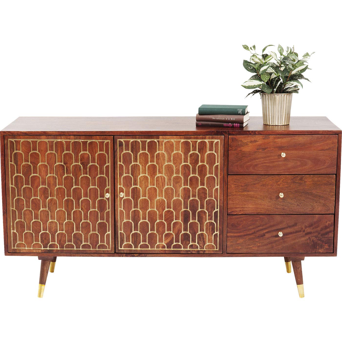 kare-design-sideboard-muskat-braun-75x145x45-cm-kommode-3-schubladen-2-t-ren-gol image 1
