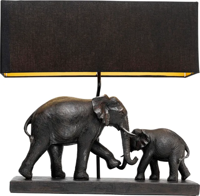 kare-design-tischleuchte-elephant-family-e27-elefanten-motiv-braun-schwarz image 1