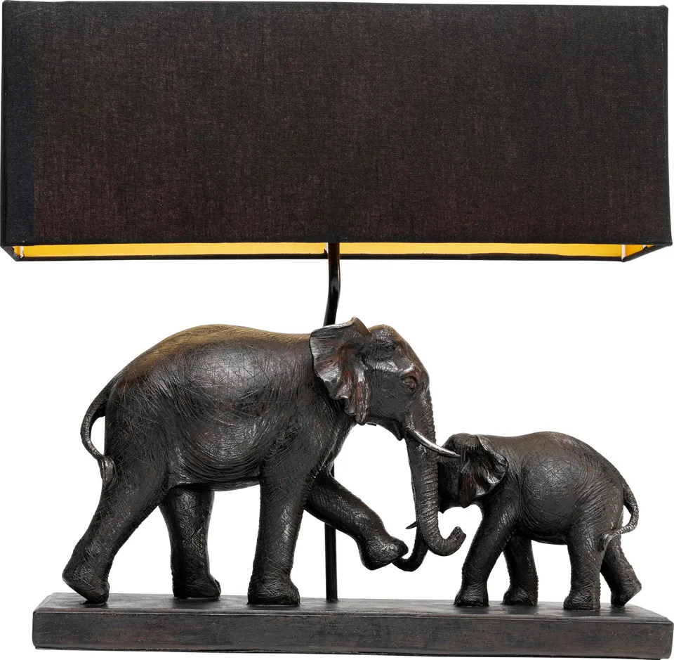 kare-design-tischleuchte-elephant-family-e27-elefanten-motiv-braun-schwarz image 1
