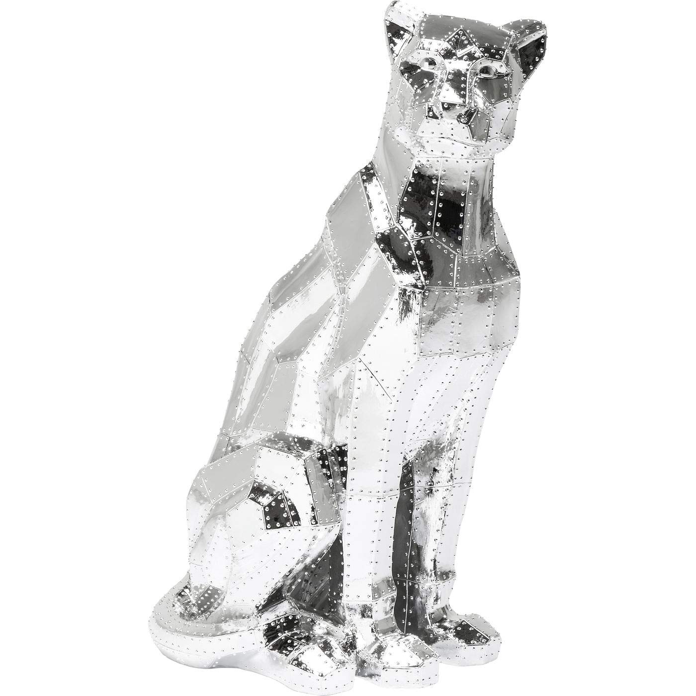 kare-design-deko-figur-sitting-cat-rivet-chrome-silber-82x36x43cm image 1