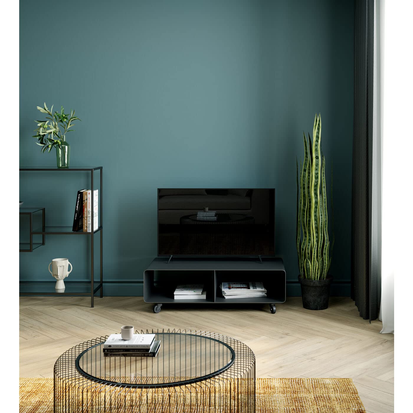 kare-design-lowboard-lounge-m-sideboard-tv-board-grau-30x90x42-cm-mit-stahlgeste image 2