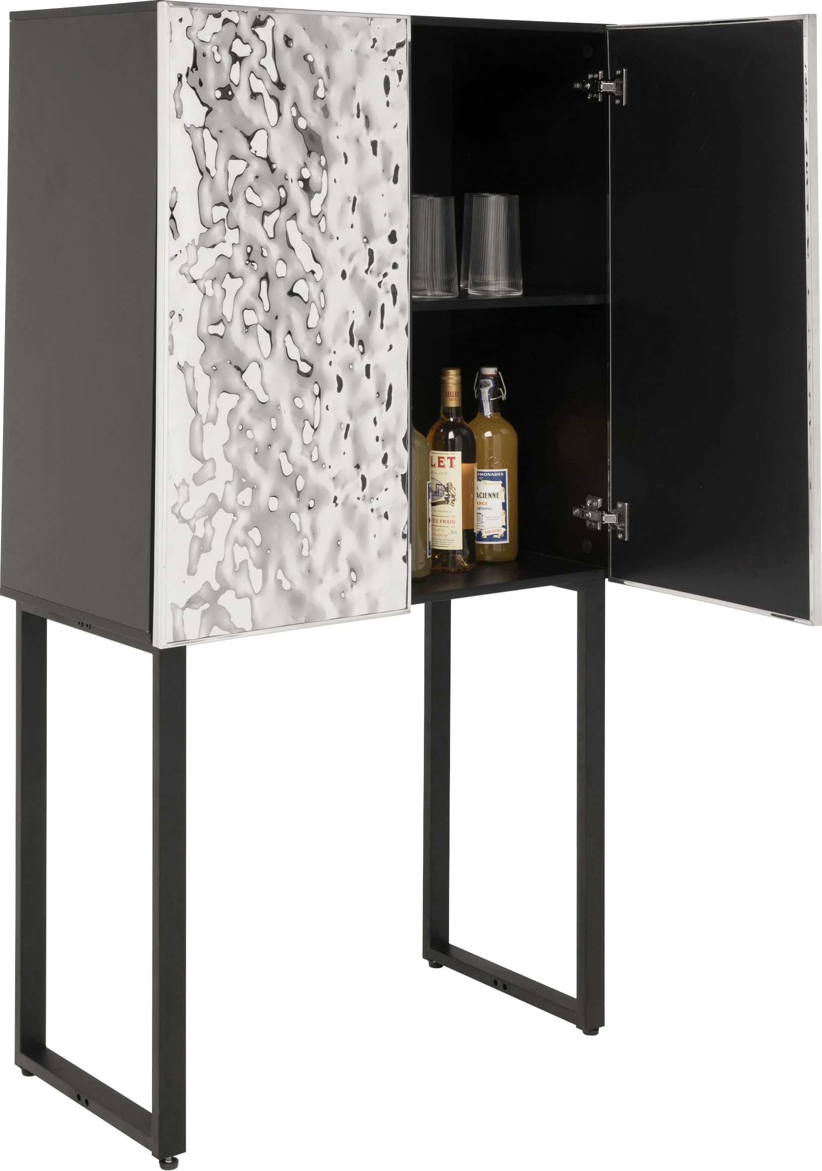 kare-design-schrank-carino-hochschrank-silber-schwarz-chrom-160x80x39-cm-push-to image 7