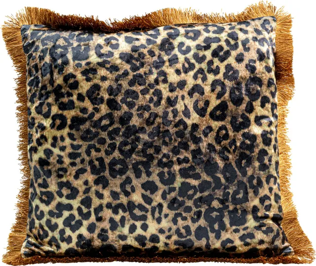 kare-design-leo-fringe-dekokissen-braun-gold-55x55-cm-leoparden-motiv-mit-franse image 1