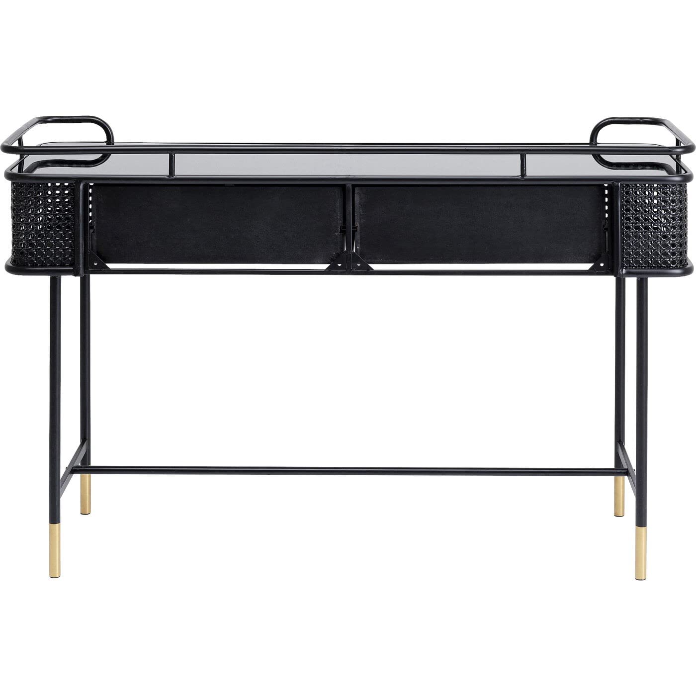 kare-design-fence-konsole-schwarz-120-cm-mit-glasplatte-und-2-schubladen image 4