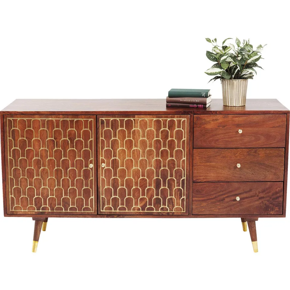 kare-design-sideboard-muskat-braun-75x145x45-cm-kommode-3-schubladen-2-t-ren-gol image 1