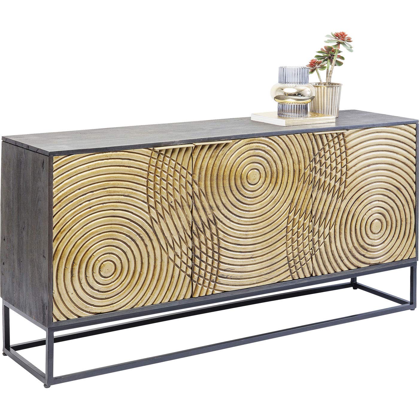 kare-design-sideboard-circulo-gold-massivholz-sideboard-80x160x40-cm image 7