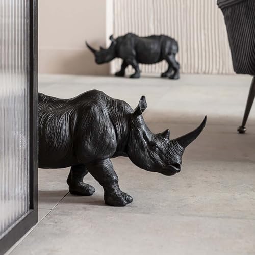 kare-design-deko-figur-walking-rhino-schwarz-108-cm-handbemalt image 6