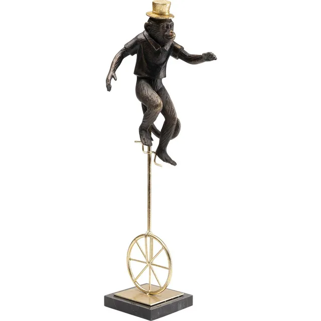 kare-design-affe-zirkus-dekofigur-auf-einrad-mit-marmorsockel image 1