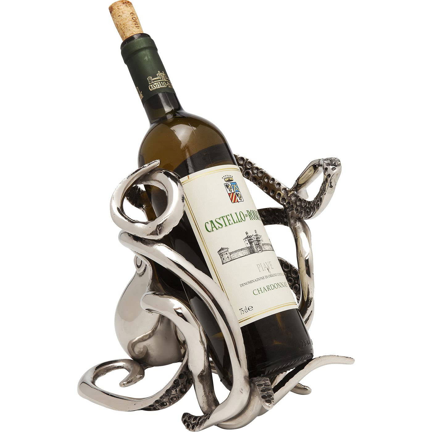 kare-design-flaschenhalter-octopus-silber-wein-flaschengestell-aluminium-25x16x2 image 6