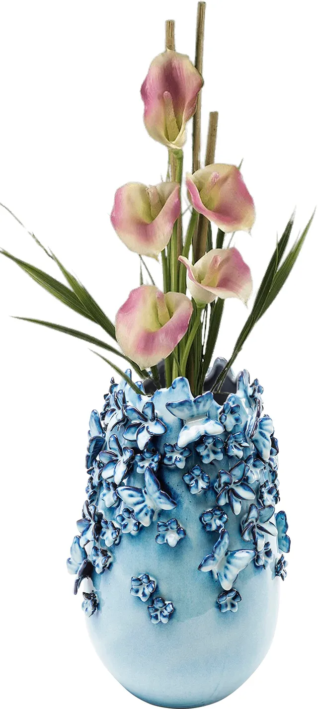 kare-design-butterflies-deko-vase-hellblau-keramik-35-cm image 1