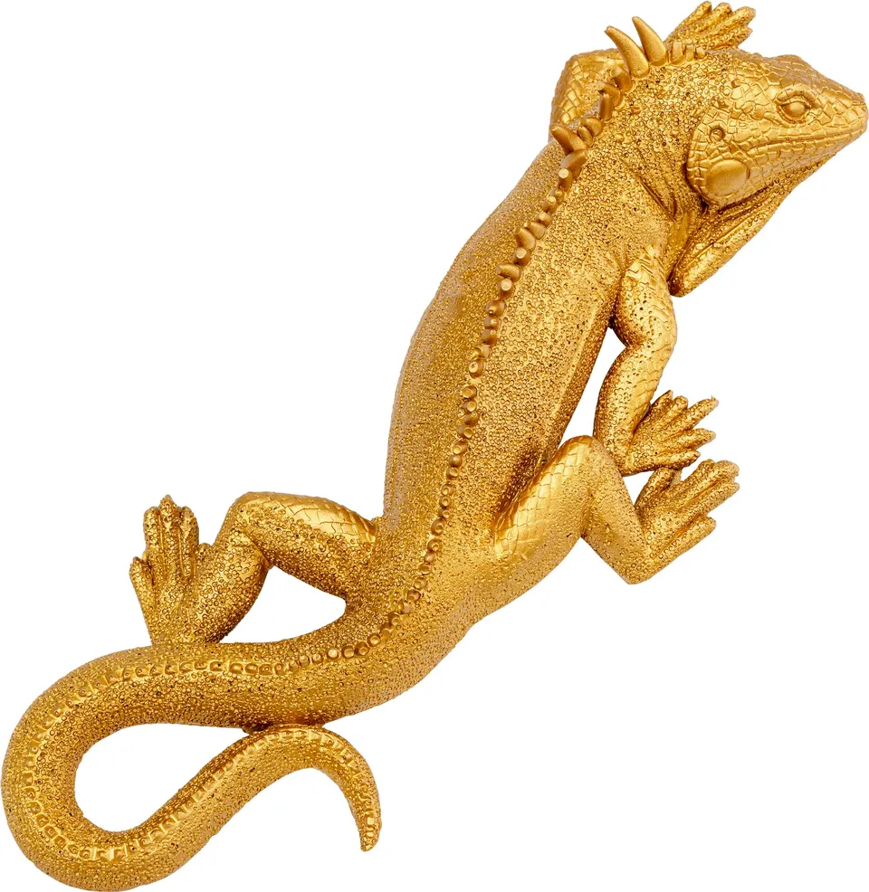 kare-design-wandobjekt-lizard-gold-31x11-cm-echse-wanddeko-polyresin image 1