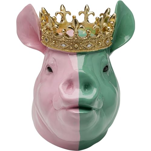 kare-design-deko-figur-crowned-pig-gr-n-pink-28-cm-gekr-ntes-schwein-handbemalt- image 7