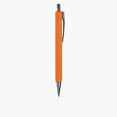 cedon-kugelschreiber-orange-aluminium-sechskant-schwarz-schreibend image 2