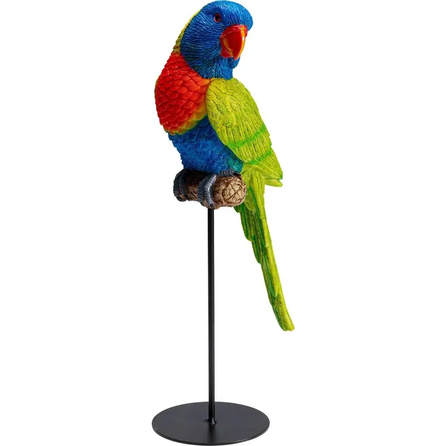 kare-design-deko-figur-papagei-gr-n-36cm-auf-sitzstange image 1