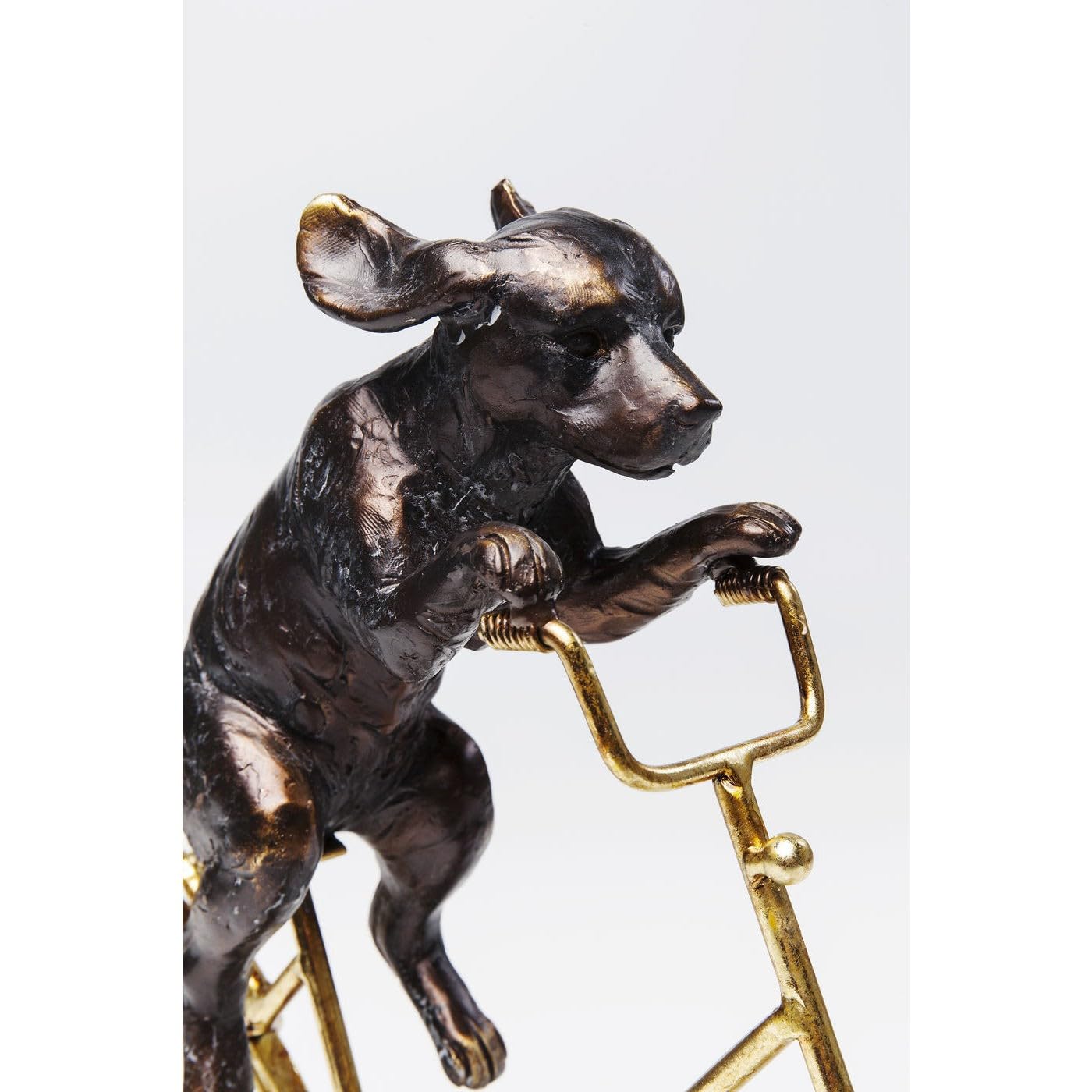 kare-design-dog-with-bicycle-deko-skulptur-schwarz-gold-35-5x44x7-5-cm image 3