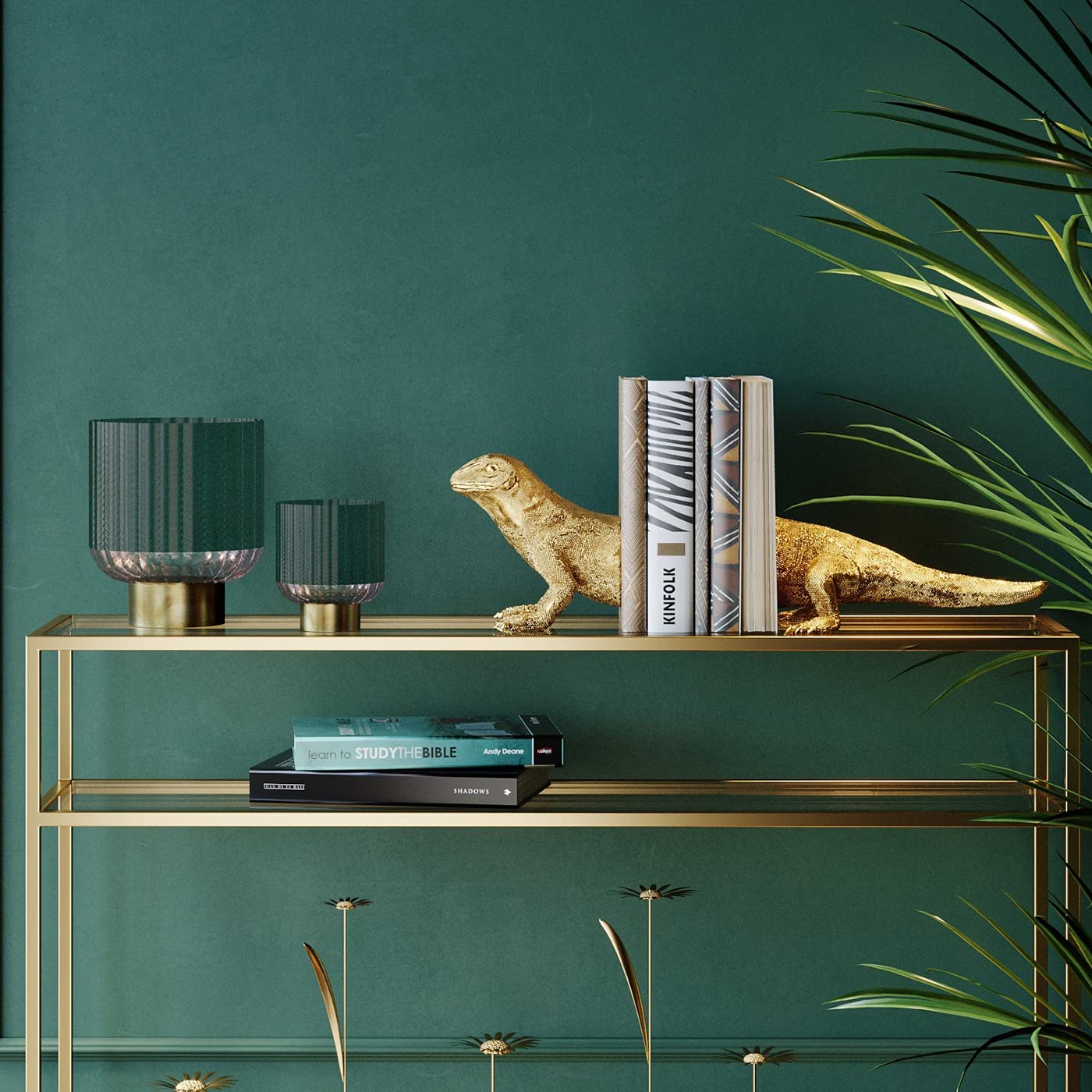 kare-design-buchst-tze-eidechse-gold-2er-set-kunststein-16-2x45x20cm image 5