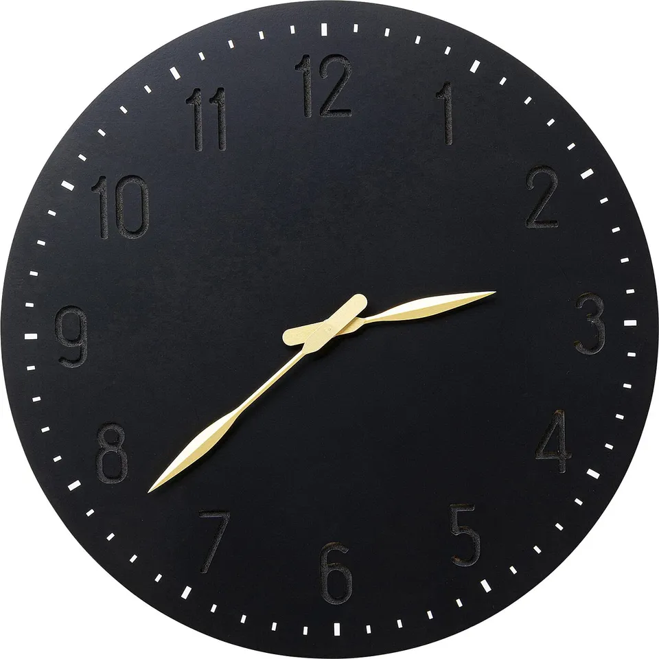 kare-design-wanduhr-mailo-50cm-schwarz-mit-goldfarbenen-zeigern image 1