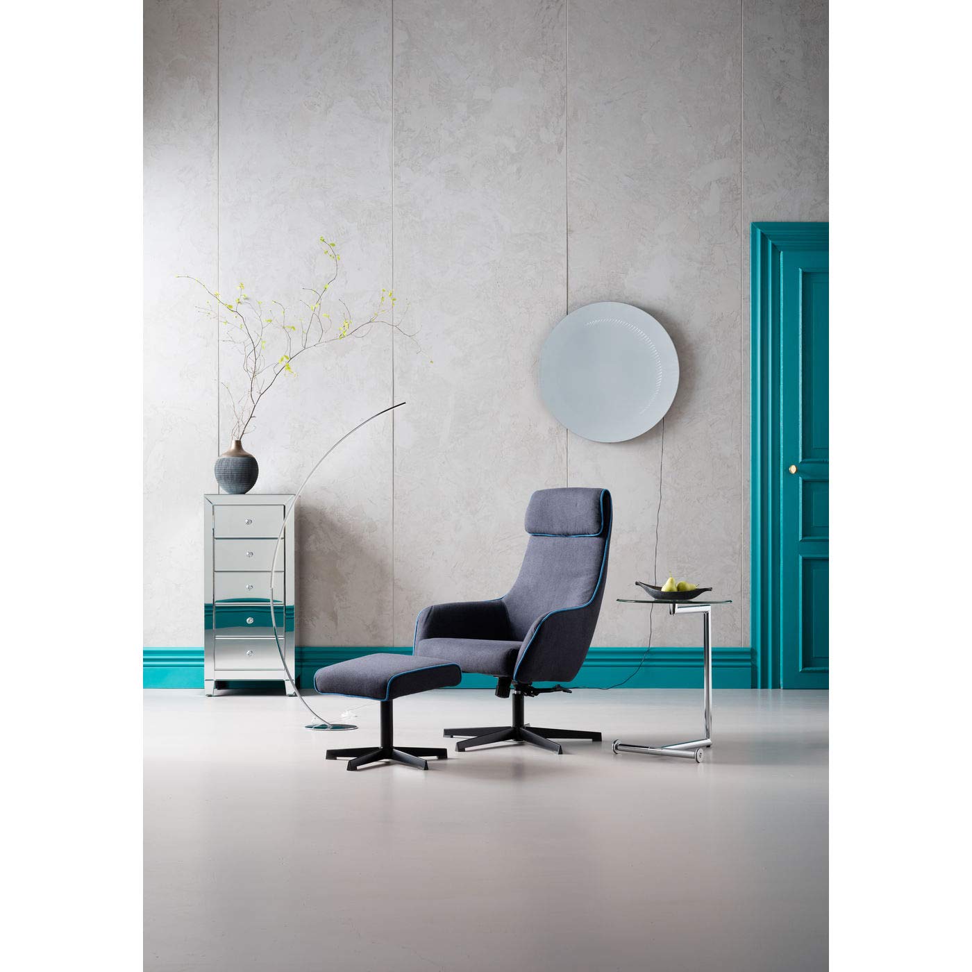 kare-design-beistelltisch-easy-living-chrom-rollbarer-glastisch-rund-63x46x46-cm image 2
