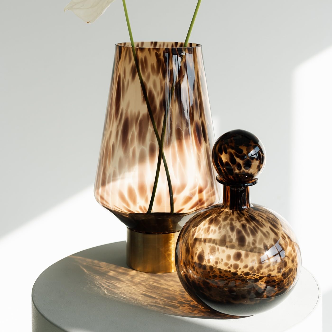 kare-design-vase-caramel-braun-41-cm-glas-handgearbeitet image 2