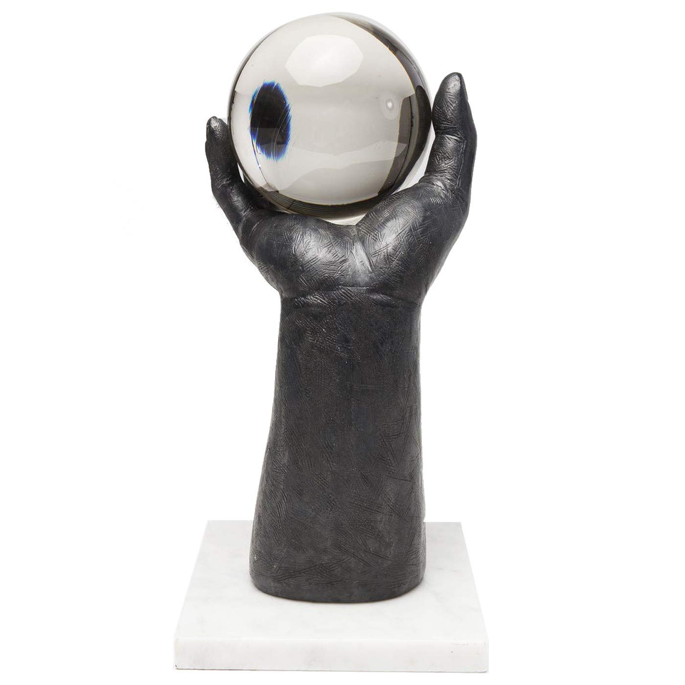 kare-design-deko-kugel-hand-schwarz-mit-marmorsockel image 7
