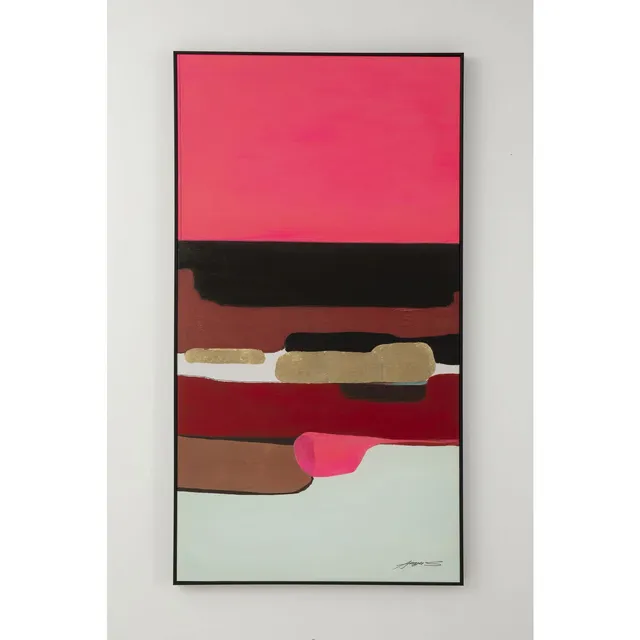 kare-design-gerahmtes-bild-abstract-shapes-pink-73x143cm-leinwandbild-abstrakt image 1
