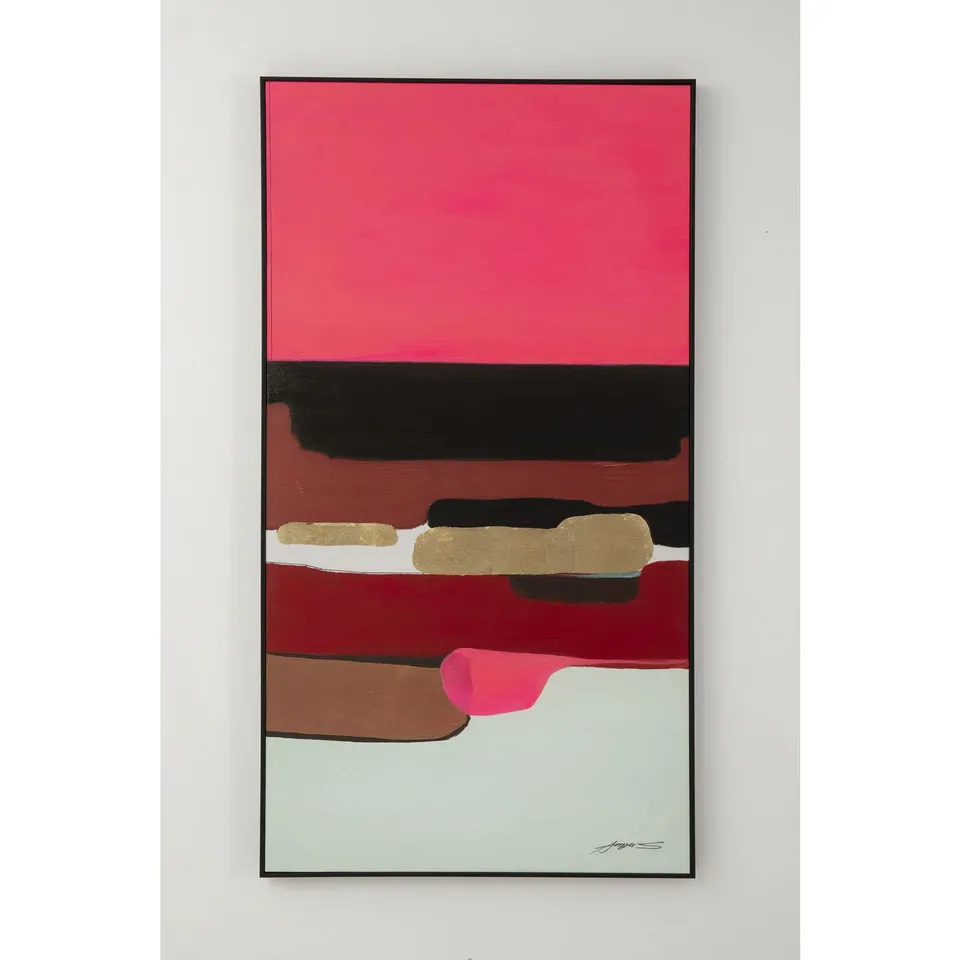 kare-design-gerahmtes-bild-abstract-shapes-pink-73x143cm-leinwandbild-abstrakt image 1