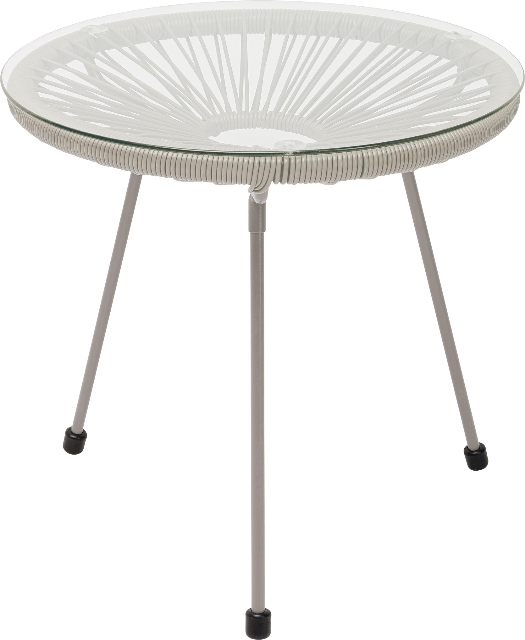 kare-design-acapulco-mono-beistelltisch-greige-runder-glastisch-indoor-outdoor-r image 1