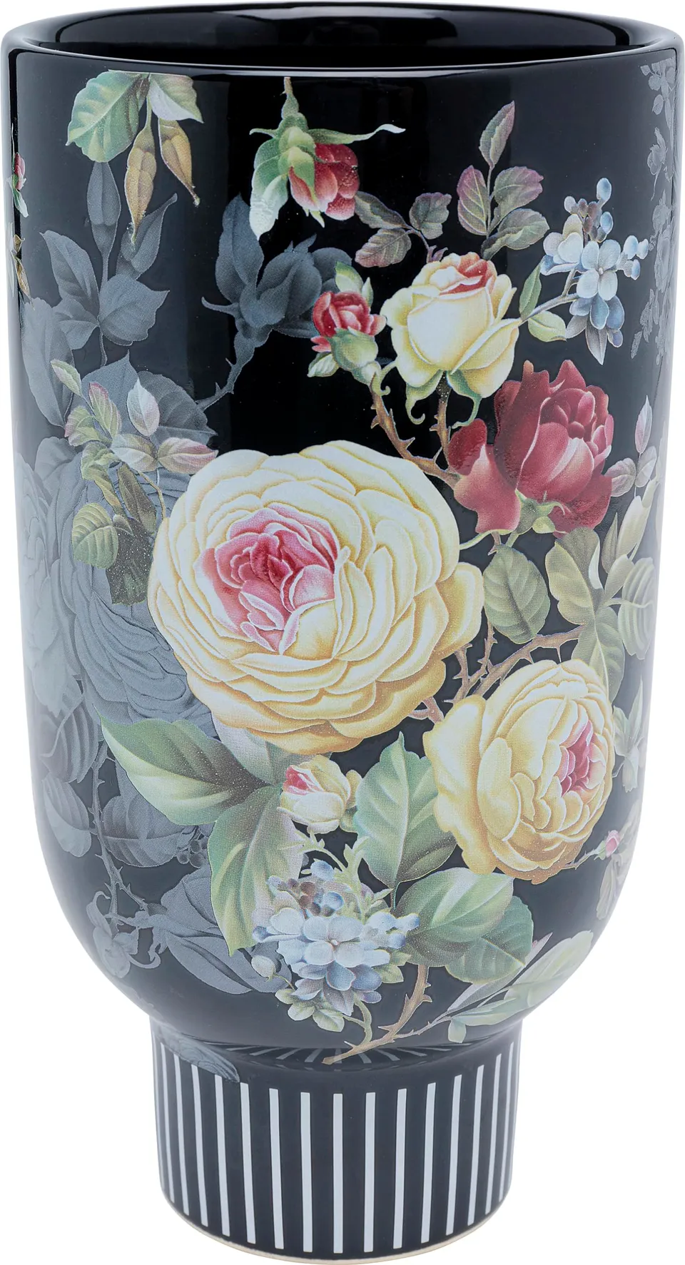 kare-design-deko-vase-rose-magic-schwarz-27-cm-blumenvase-steingut-rosen-dekor image 1