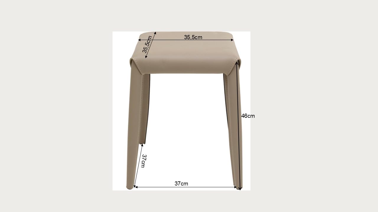 kare-design-hocker-monza-hellgrau-35x35x46-cm-sitzhocker-lederoptik-mit-stahlf-e image 3