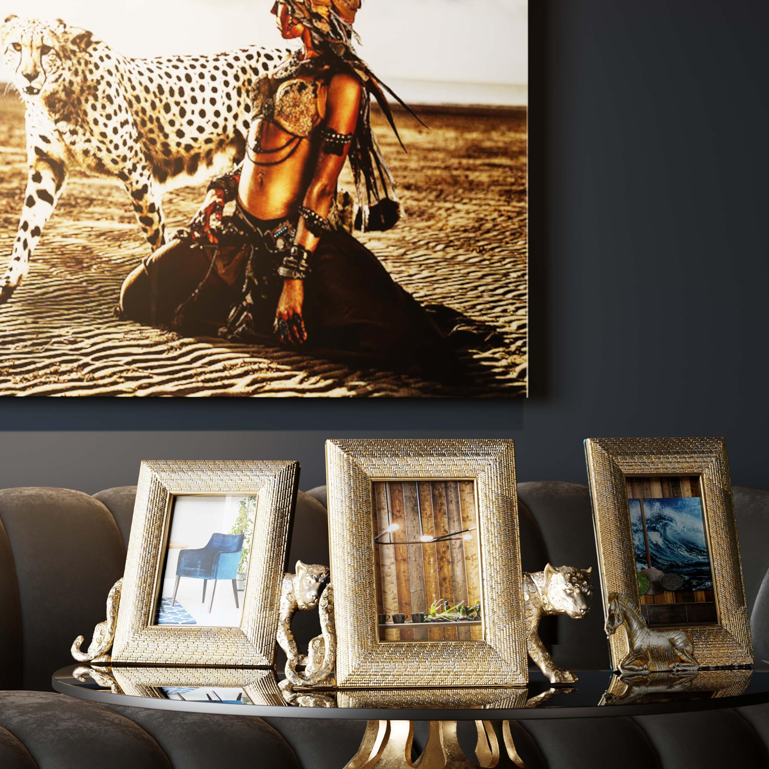 kare-design-leopard-bilderrahmen-gold-handbemalt-25x28-5x4-5-cm image 2
