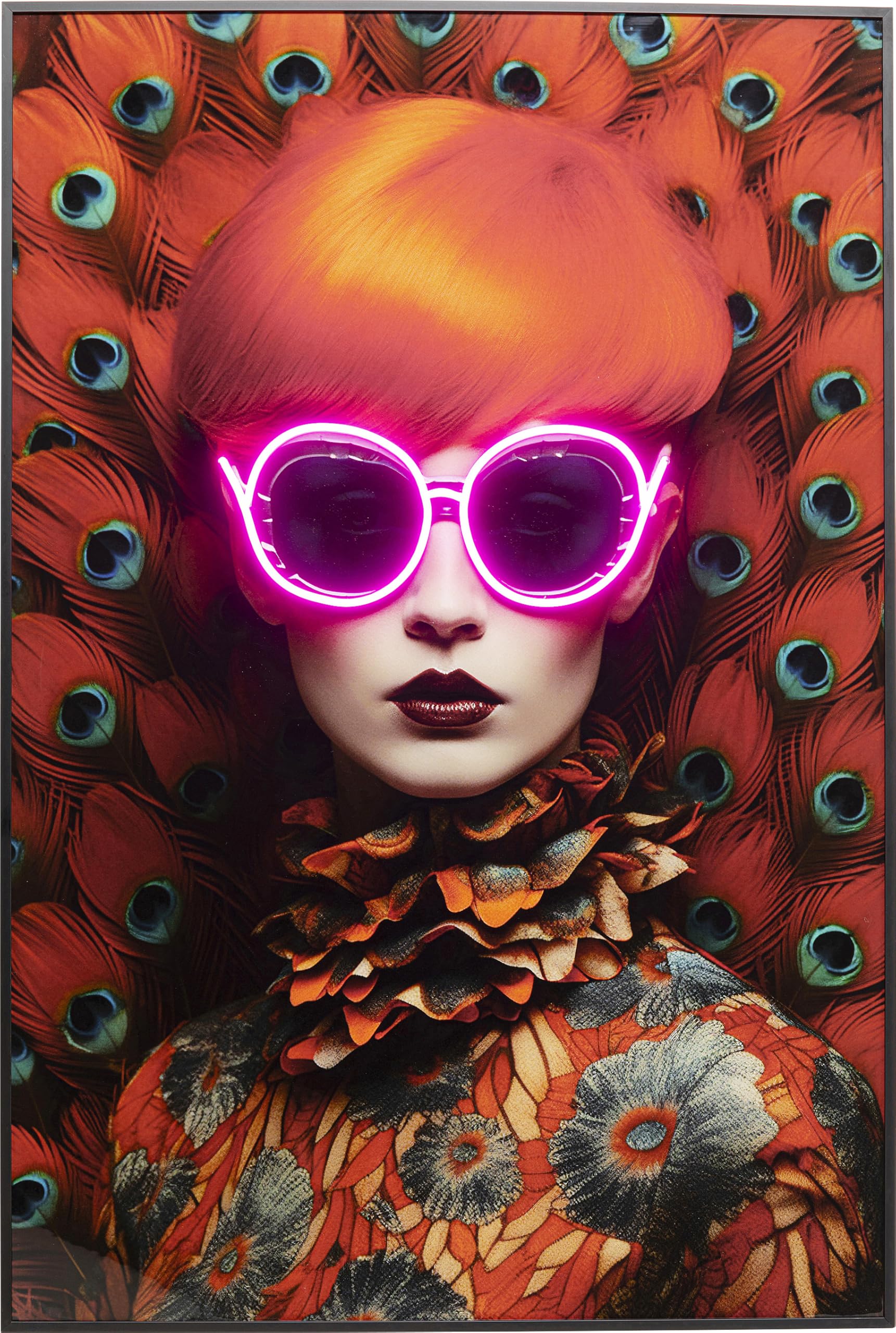 kare-design-led-wandbild-fancy-red-lady-rot-75x55-cm-gerahmt image 1