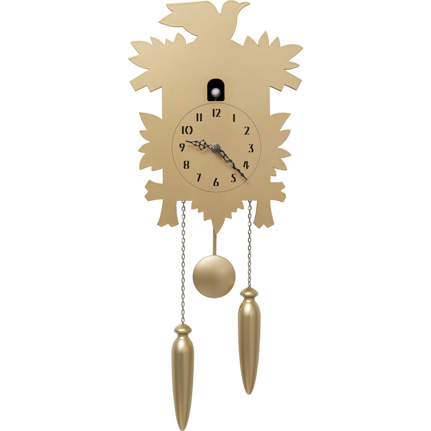 kare-design-wanduhr-cuckoo-bird-matt-gold-58-3x23-5x6-cm image 1