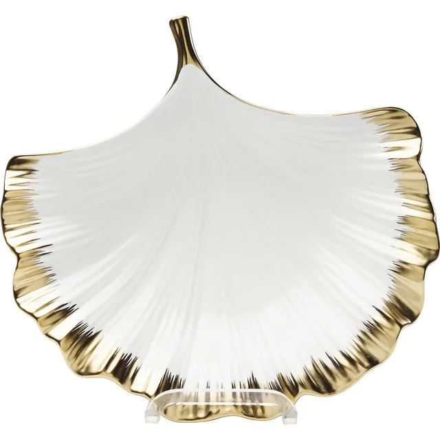 kare-design-deko-schale-ginkgo-elegance-rim-wei-gold-porzellan-obstschale-28cm image 1