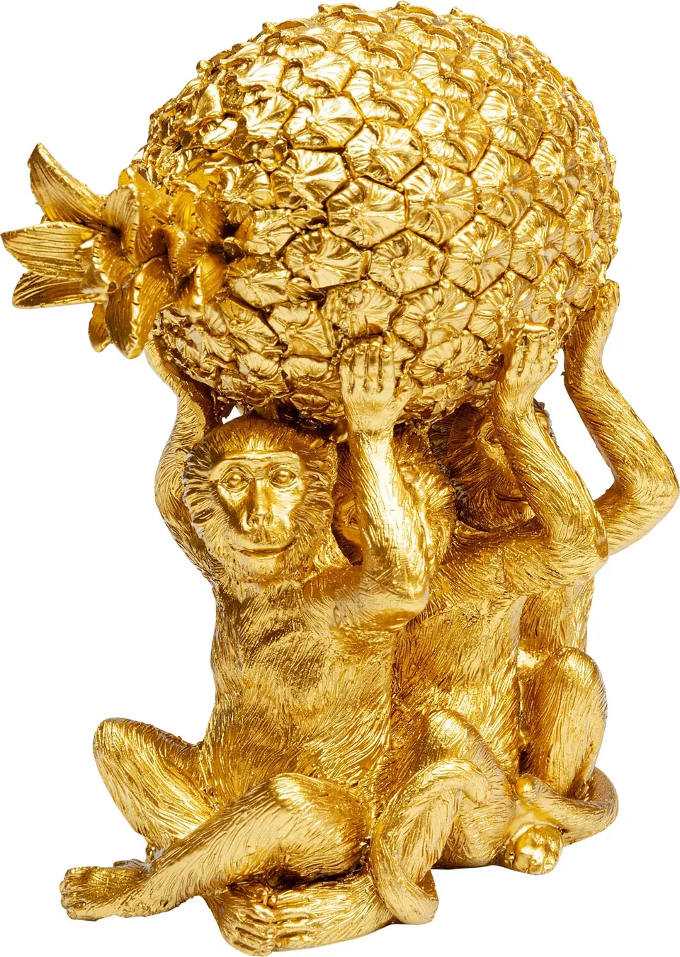 kare-design-deko-figur-pineapple-treasure-gold-16-cm-affen-mit-ananas-handbemalt image 1