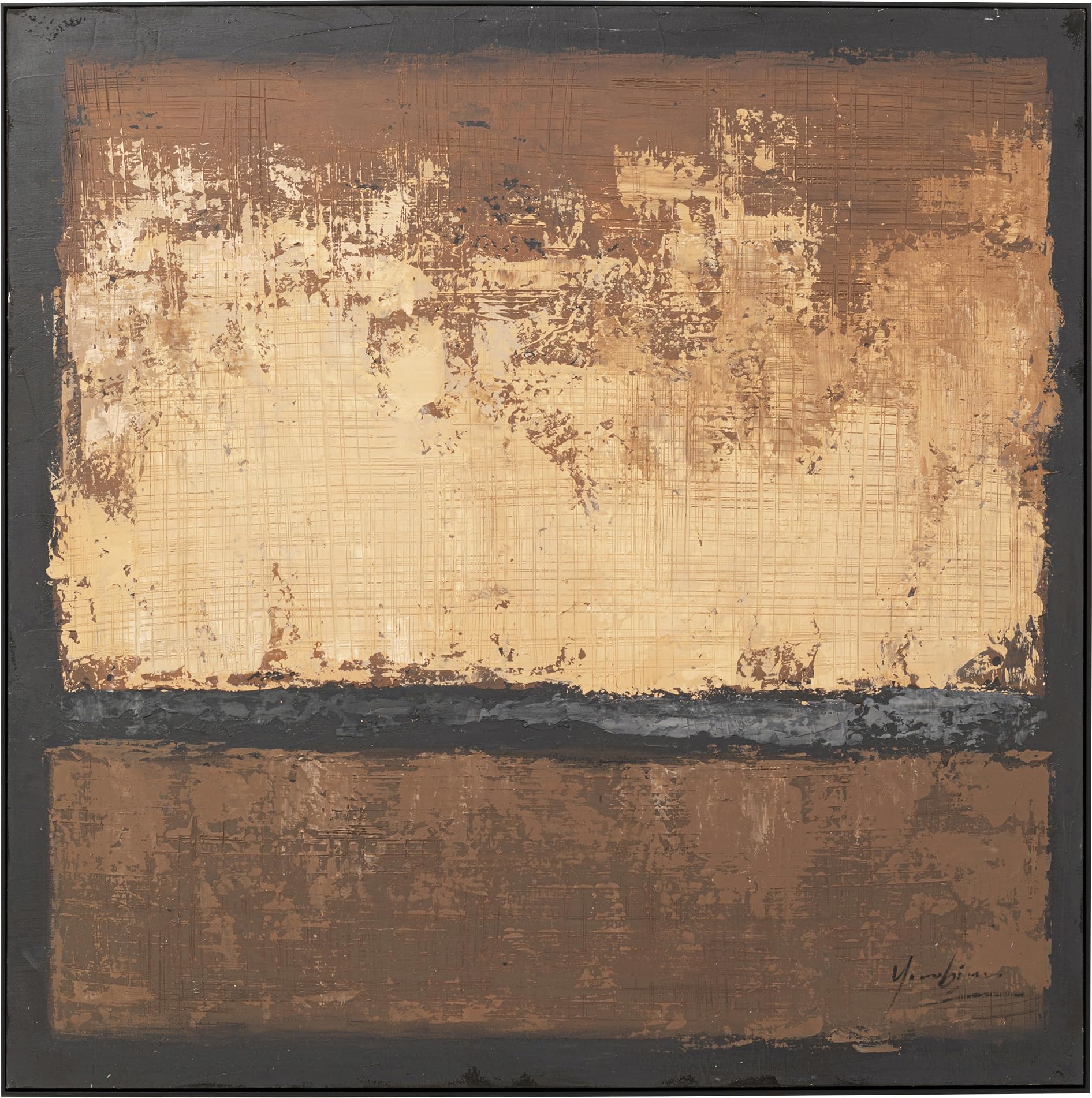kare-design-silence-leinwandbild-120x120-cm-braun-mit-massivholz-rahmen image 1