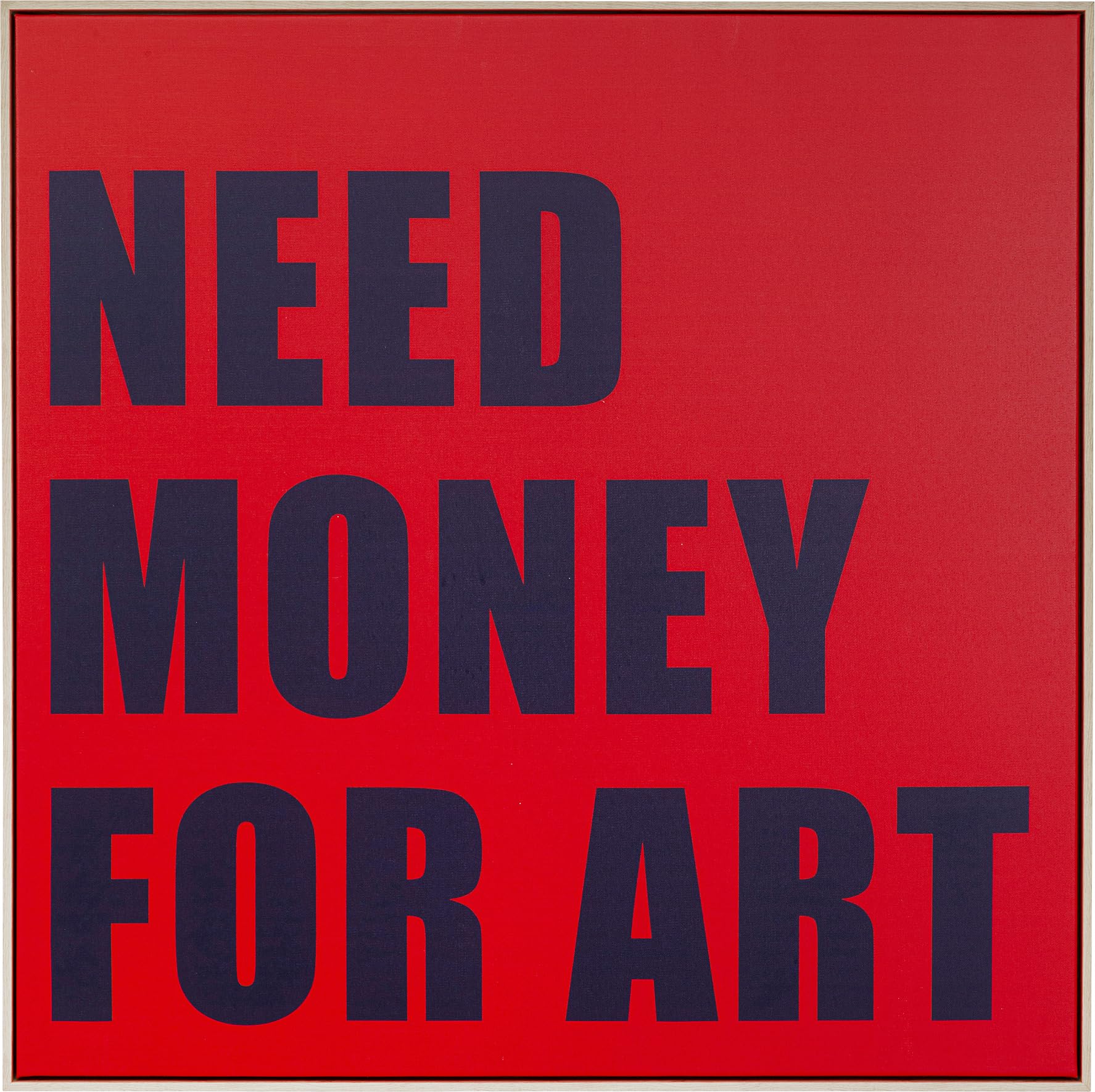 kare-design-need-money-wandbild-gerahmt-rot-blau-80x80-cm image 1