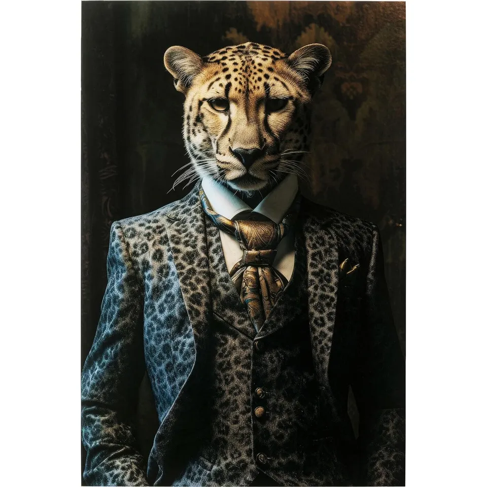 kare-design-mister-leo-wandbild-150x100-cm-glas-leopard image 1