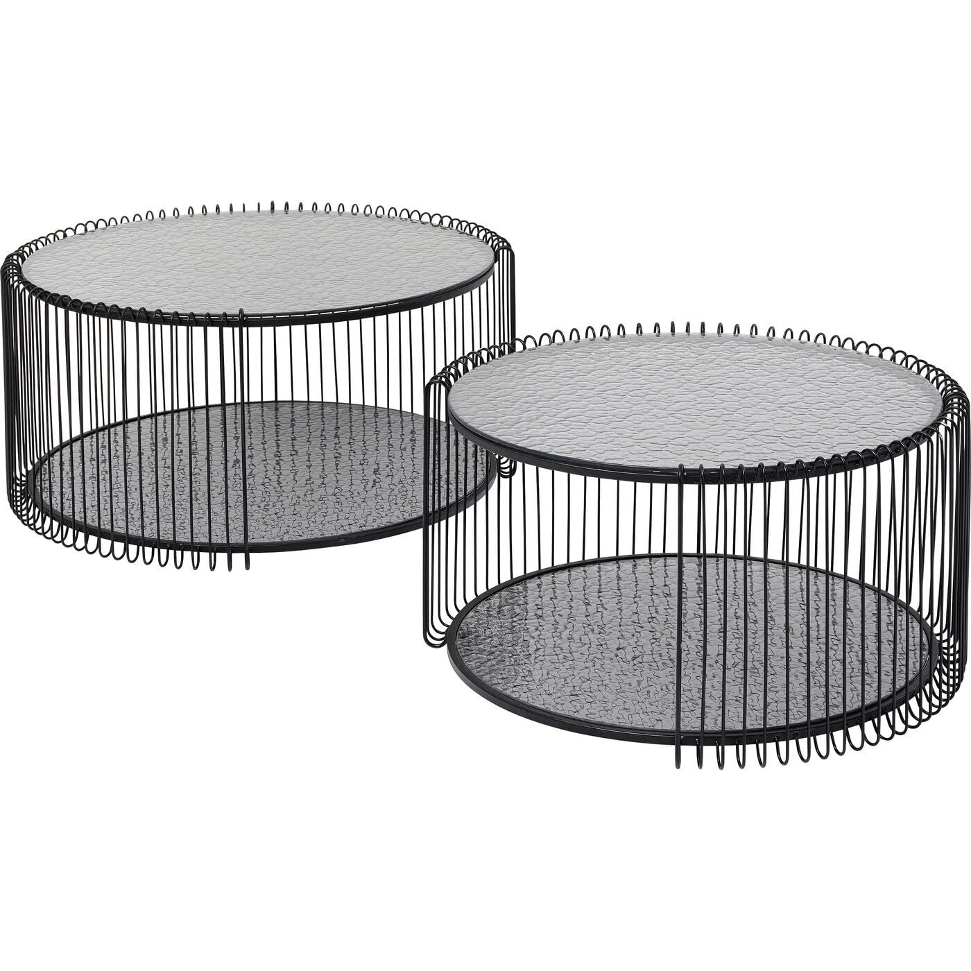 kare-design-couchtisch-wire-double-bubble-2er-set-schwarz-rund-glas-63-cm image 1