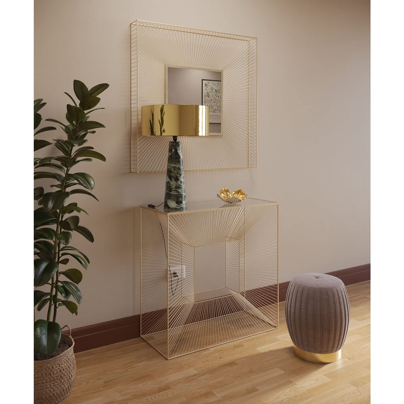 kare-design-tischleuchte-livia-40cm-gold-mit-gr-nem-marmorfu image 2