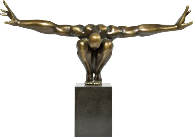 kare-design-deko-objekt-athlet-bronze-skulptur-mit-marmorsockel-52x75x23-cm image 1