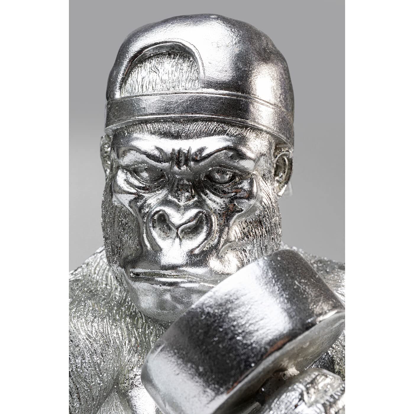 kare-design-muscle-monkey-deko-figur-silber-31-cm-gorilla-mit-hantel image 3