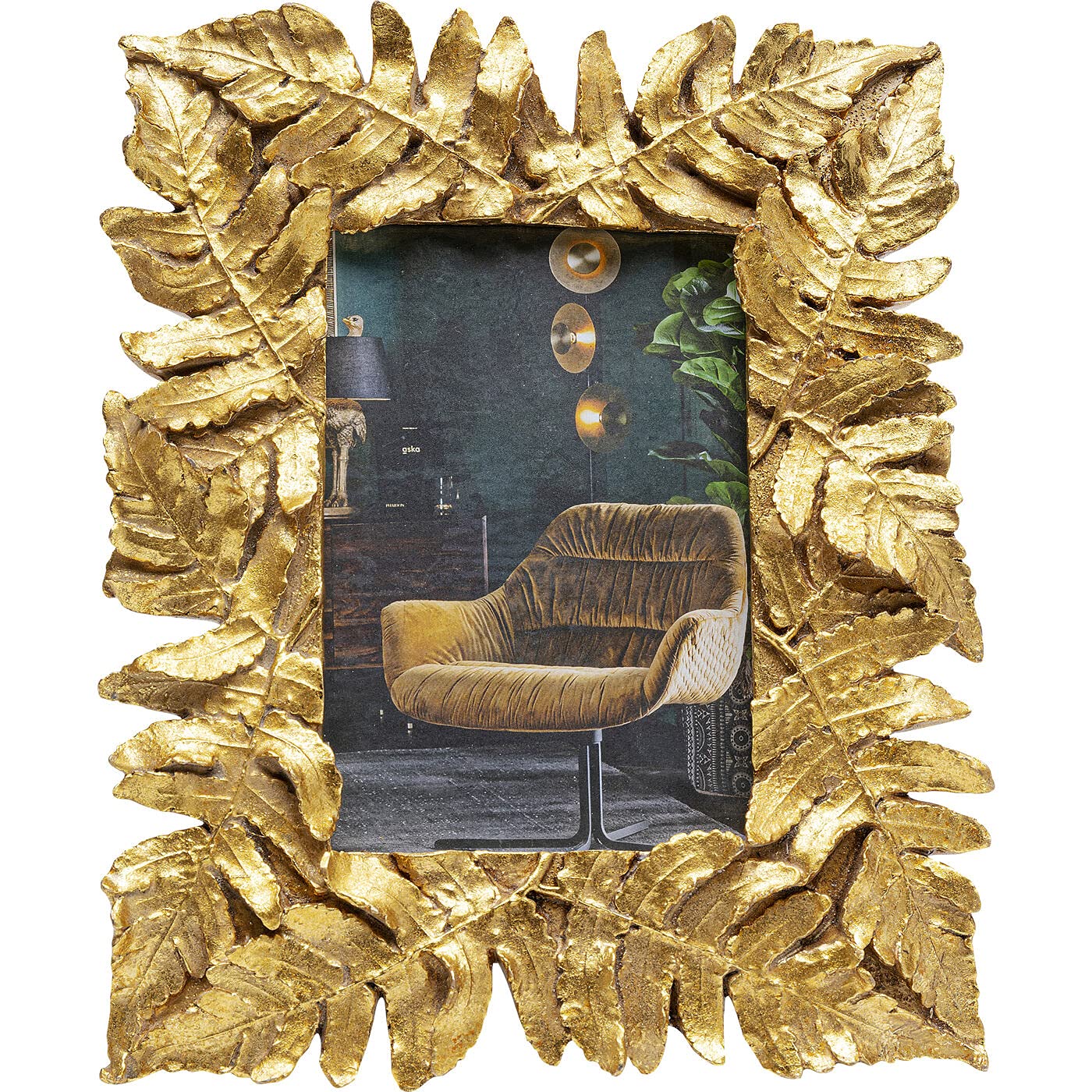 kare-design-leaves-bilderrahmen-gold-10x15-cm-pflanzen-motiv image 1