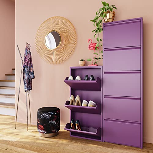 kare-design-schuhschrank-caruso-violet-metall-mit-3-klappen-103x50x15-cm image 8
