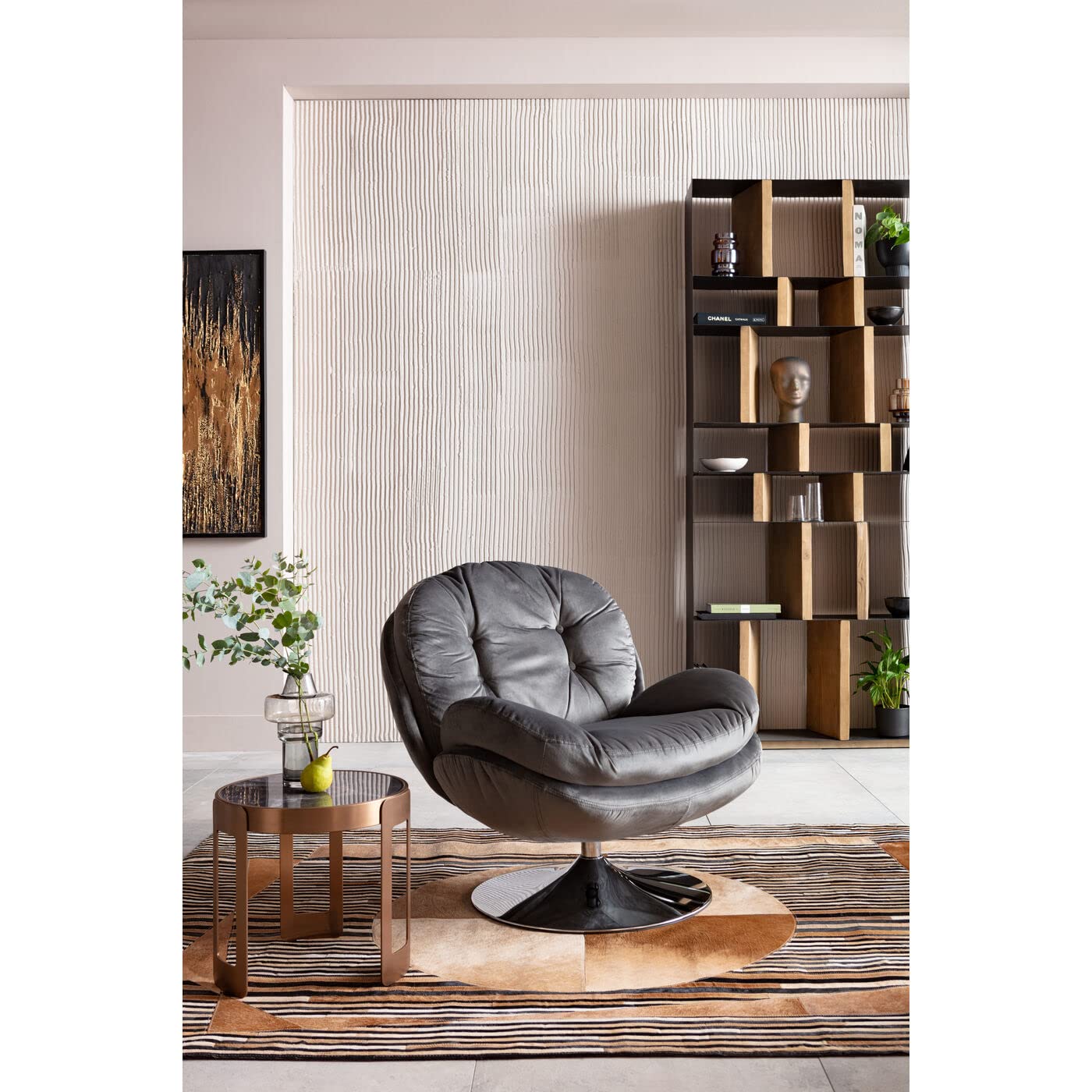 kare-design-drehsessel-cosy-grau-84x81x83-cm-polstersessel-samtoptik-retro image 2