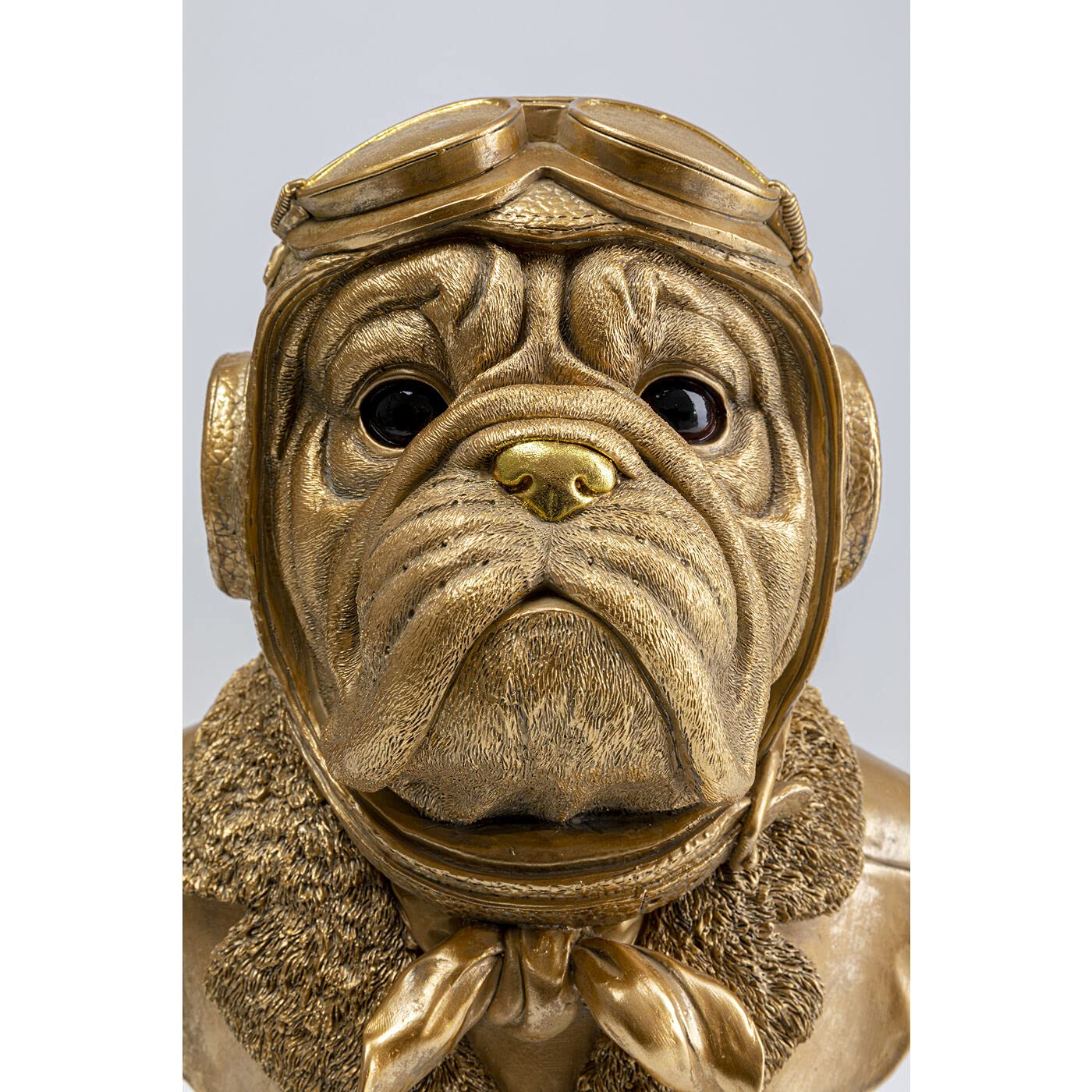 kare-design-deko-objekt-pilot-35-cm-hundeb-ste-gold-polyresin-handarbeit image 3