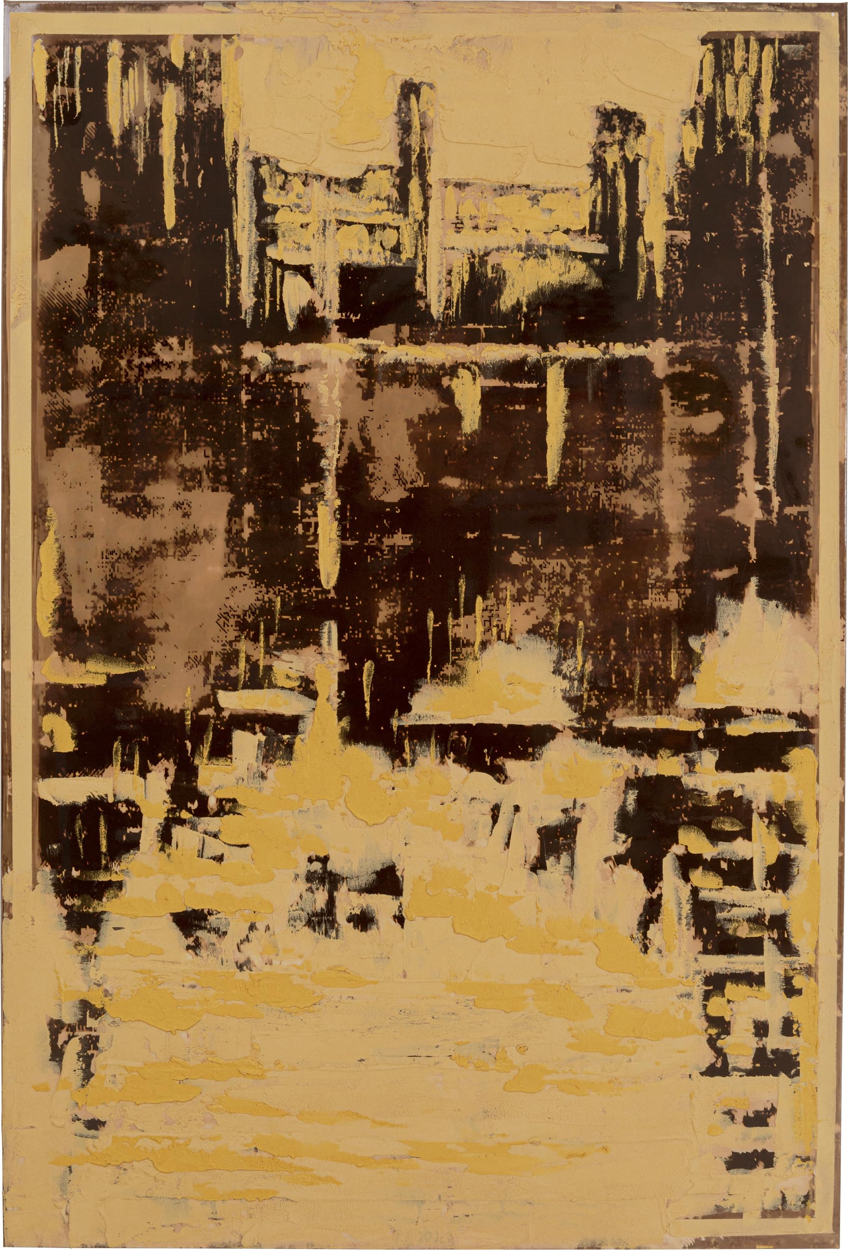 kare-design-golden-hour-leinwandbild-75x55-cm-gold-schwarz-stadt-motiv image 1
